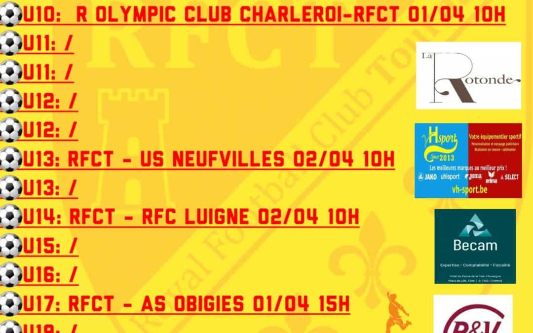 Programme du 1er et 2 avril